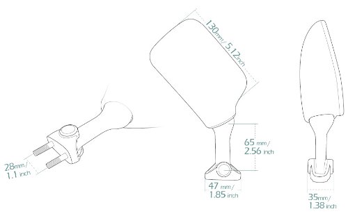 KiWAV OEM replacement mirrors FK-174 for Kawasaki ZX FR/7RR black